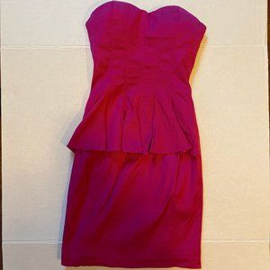 BEBE Peplum Straplesz Pink Dress - Size XXS, 00